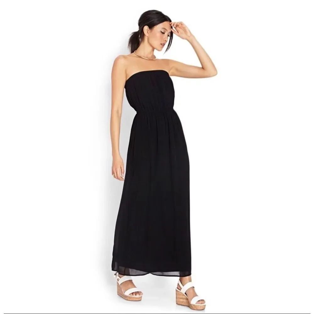 Forever 21 black strapless maxi dress size M